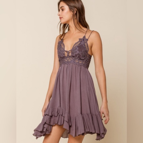 Free People Dresses & Skirts - Free People Grey Lace Mini Dress